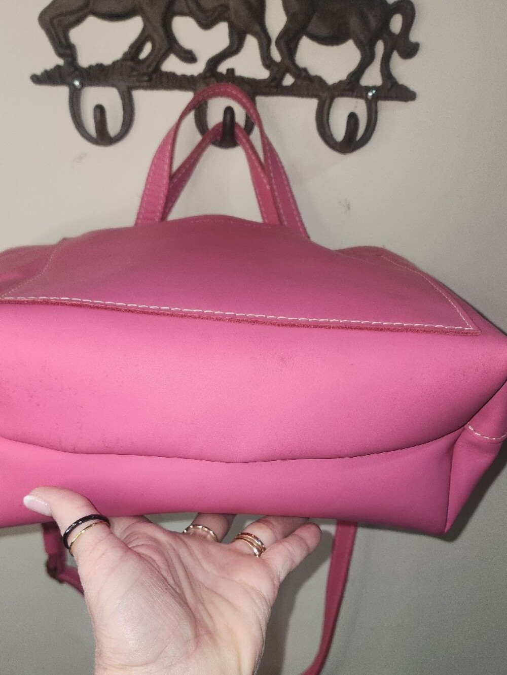 Portland Leather Margot Bubblegum Pink Smooth Leather Tote Crossbody - Picture 8 of 17